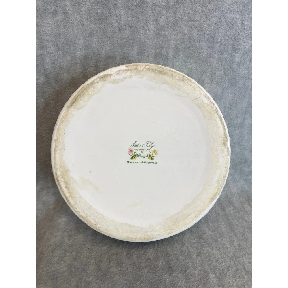 VTG Stafford Jade Lily Fine Porcelain Lge Ovenware Souffle Casserole Dish Floral